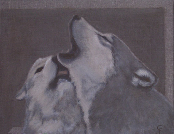 Duo de loups - Toile de lin